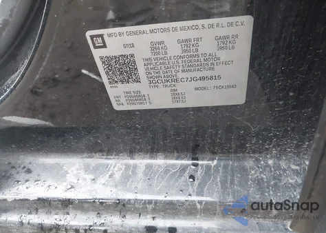 2018 Chevrolet Silverado 1500 2Lt z USA, uszkodzony, nr VIN 3GCUKREC7JG495815